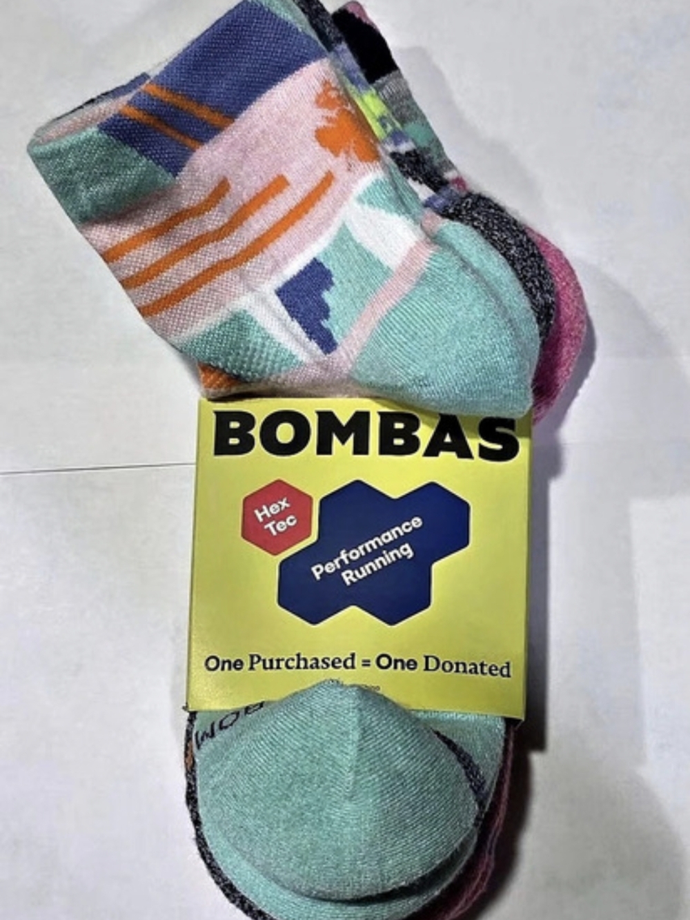 Bombas Performance Running Quarter Socks Geometric Medium - 3 Pack